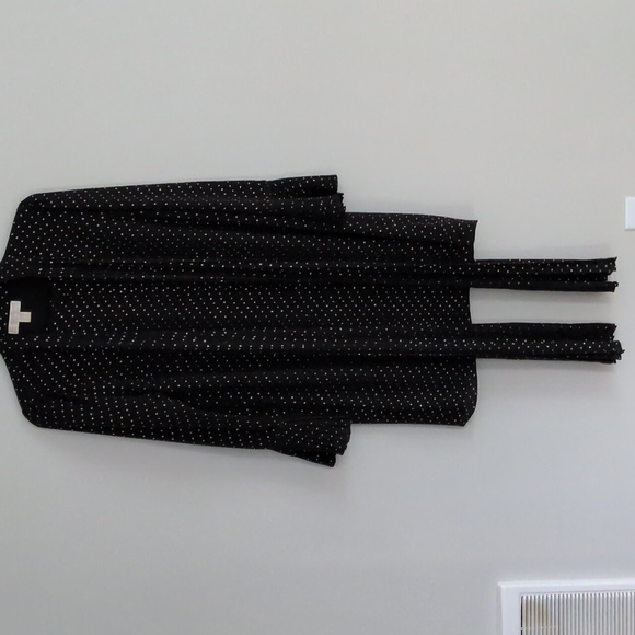 Michael Michael Kors Black & Gold Polka Dot Pleated Tie-Neck Dress – Size M. - Picture 3 of 7